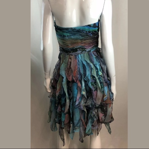 Cache Chiffon Rhinestone Ruffled Flutter Dress - Picture 6 of 8